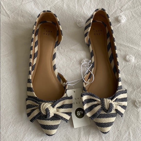 a new day Shoes - Navy Striped D’orsay Flats